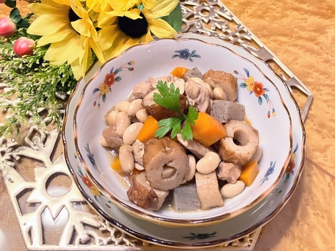 鶏むね肉で〜五目煮豆〜
